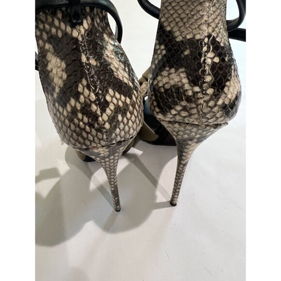 Giuseppe Zanotti Bow Detail Sandals in Khaki Beige Python - Picture 4 of 7